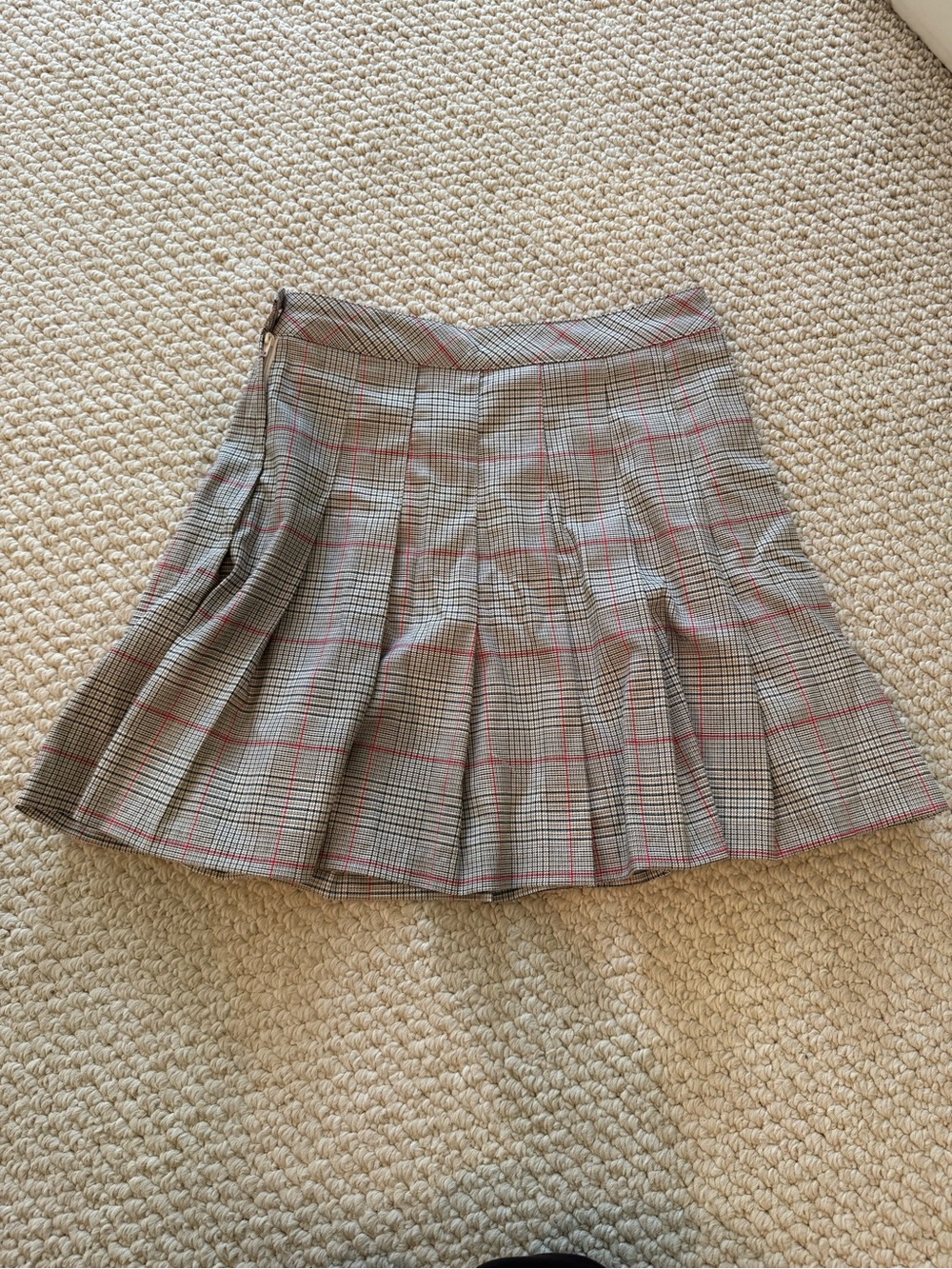 H&M Gray Plaid Pleated Skirt with Pink Accents - Picture 2 of 3
